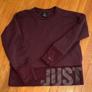 Nike Women’s Deep Maroon Dri fit ribbed Crewneck Sweatshirt